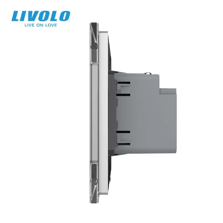 Розетка USB type C с блоком питания 45W серый Livolo (VL-C7-FCUC-2IP) цена 2 723грн - фотография 2