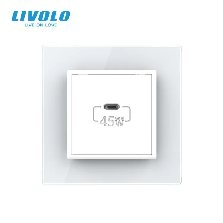 в продажу Розетка USB type C з блоком живлення 45W білий Livolo (VL-C7-FCUC-2WP) - фото 3