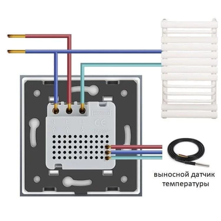 Сенсорный выключатель с Терморегулятором Livolo с датчиком температуры пола цвет белый (VL-C701-C701TM2-11) цена 2 853грн - фотография 2