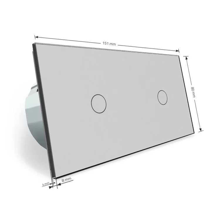 Сенсорный выключатель Livolo 2 канала (1-1) серый стекло (VL-C701/C701-15) отзывы - изображение 5