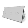 Сенсорный выключатель Livolo 3 канала (1-1-1) серый стекло (VL-C701/C701/C701-15)
