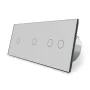 Сенсорный выключатель Livolo 4 канала (1-1-2) серый стекло (VL-C701/C701/C702-15)