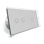 Сенсорный выключатель Livolo 3 канала (1-2) серый стекло (VL-C701/C702-15)