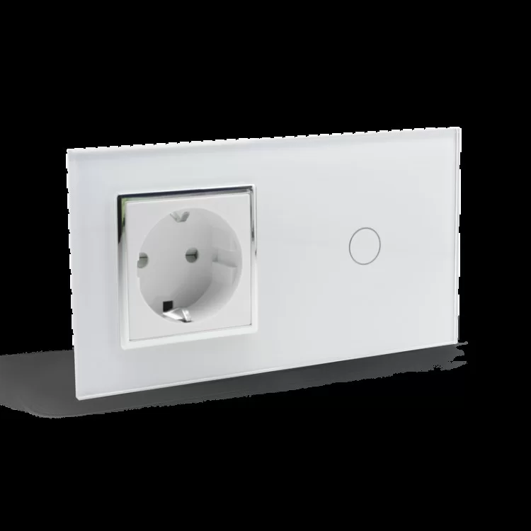 в продажу Сенсорний вимикач із розеткою Livolo білий хром скло (VL-C701/C7C1EU-11C) - фото 3