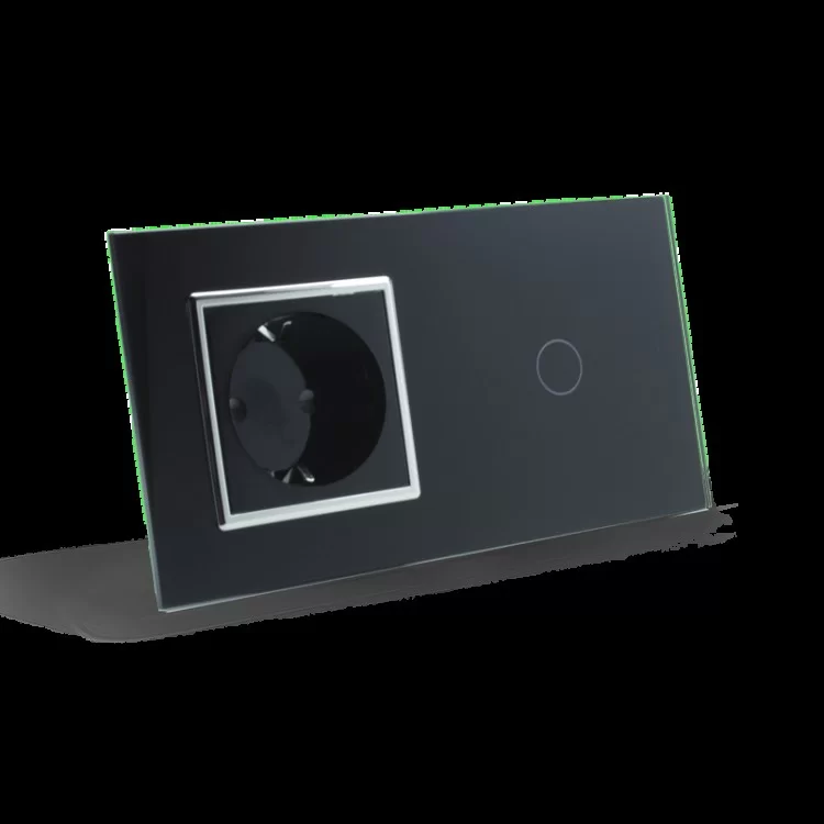в продажу Сенсорний вимикач із розеткою Livolo чорний хром скло (VL-C701/C7C1EU-12C) - фото 3