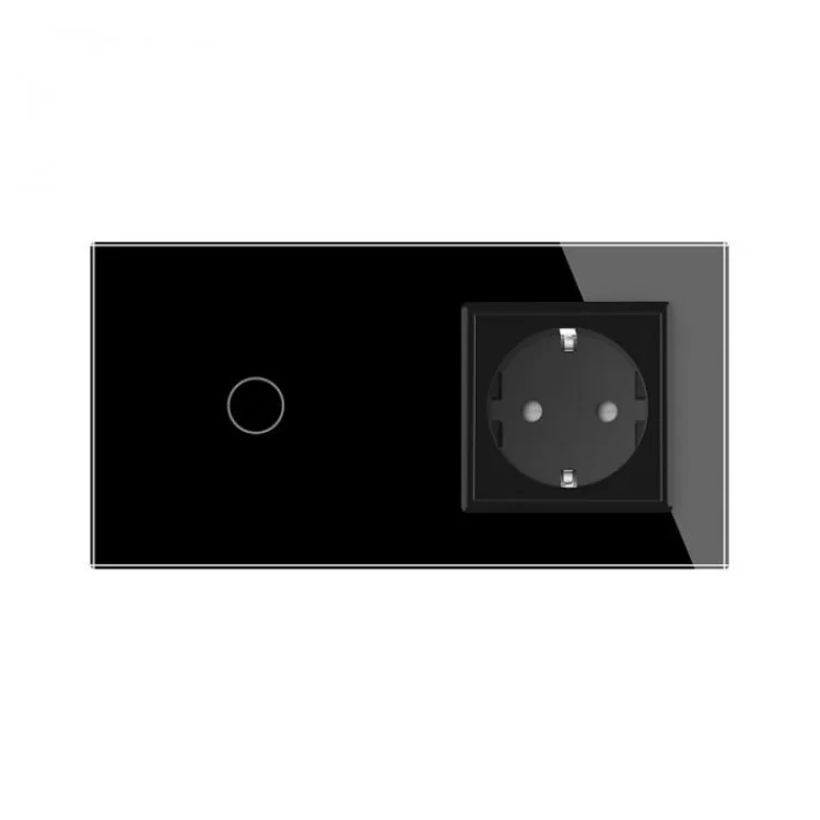 Сенсорный выключатель с розеткой Livolo черный стекло (VL-C701/C7C1EU-12) цена 1 384грн - фотография 2