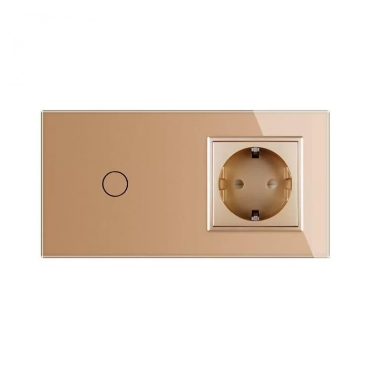 Сенсорний вимикач із розеткою Livolo золото скло (VL-C701/C7C1EU-13) ціна 1 384грн - фотографія 2