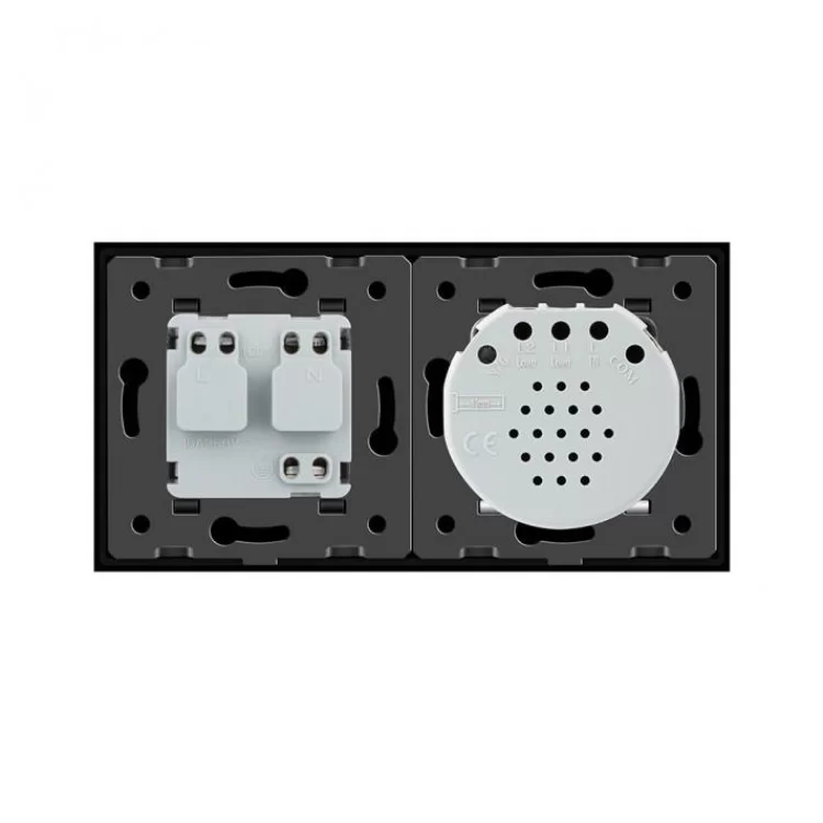 Безконтактний вимикач із розеткою Livolo чорний скло (VL-C701/C7C1EU-PRO-12) ціна 2 023грн - фотографія 2