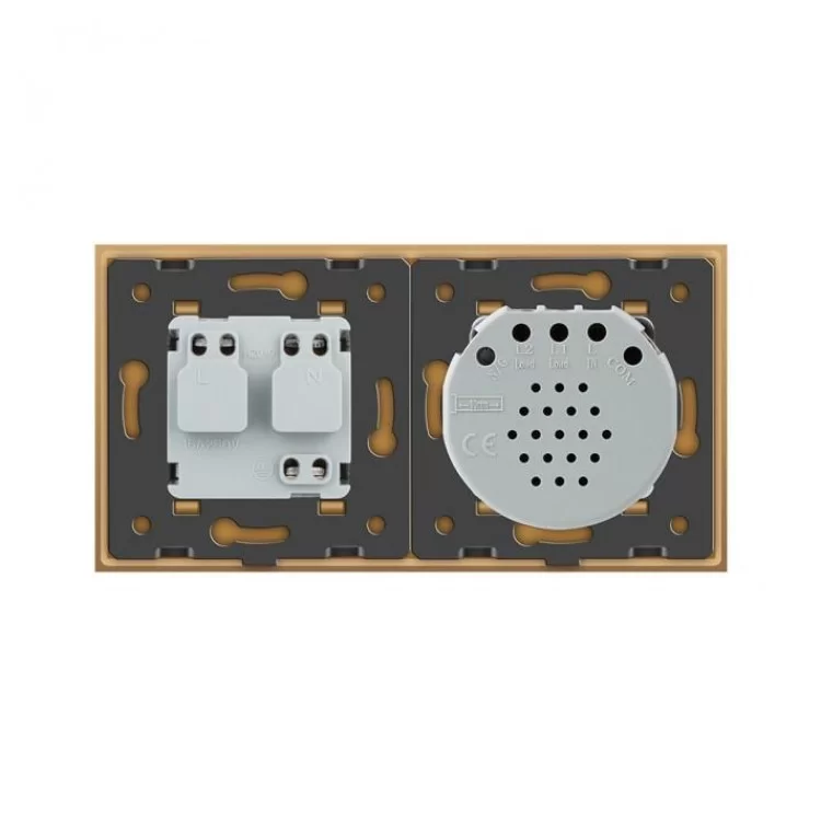 Сенсорний вимикач Розетка з кришкою IP44 Livolo золото скло (VL-C701/C7C1EUWF-13) ціна 1 533грн - фотографія 2