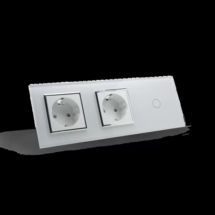 в продажу Сенсорний вимикач з двома розетками Livolo білий хром скло (VL-C701/C7C2EU-11C) - фото 3