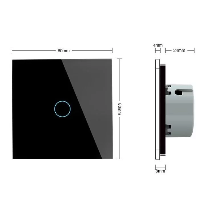 Безшумний сенсорний вимикач Livolo Silent чорний скло (VL-C701Q-12) ціна 1 518грн - фотографія 2
