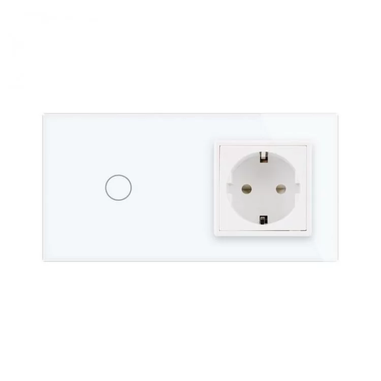 Сенсорний прохідний вимикач із розеткою Livolo білий скло (VL-C701S/C7C1EU-11) ціна 1 710грн - фотографія 2