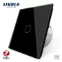 Сенсорный проходной Wi-Fi выключатель Livolo ZigBee черный стекло (VL-C701SZ-12)