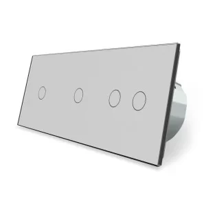 Сенсорный ZigBee выключатель 4 сенсора (1-1-2) серый стекло Livolo (VL-C701Z/C701Z/C702Z-15)