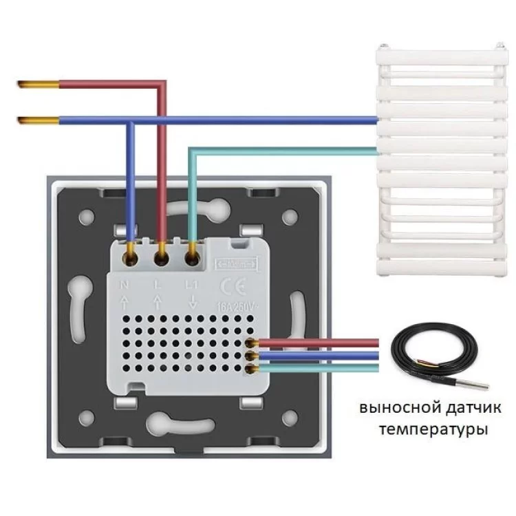 Сенсорный выключатель с Терморегулятором Livolo с датчиком температуры пола цвет белый (VL-C702-C701TM2-11) цена 3 275грн - фотография 2