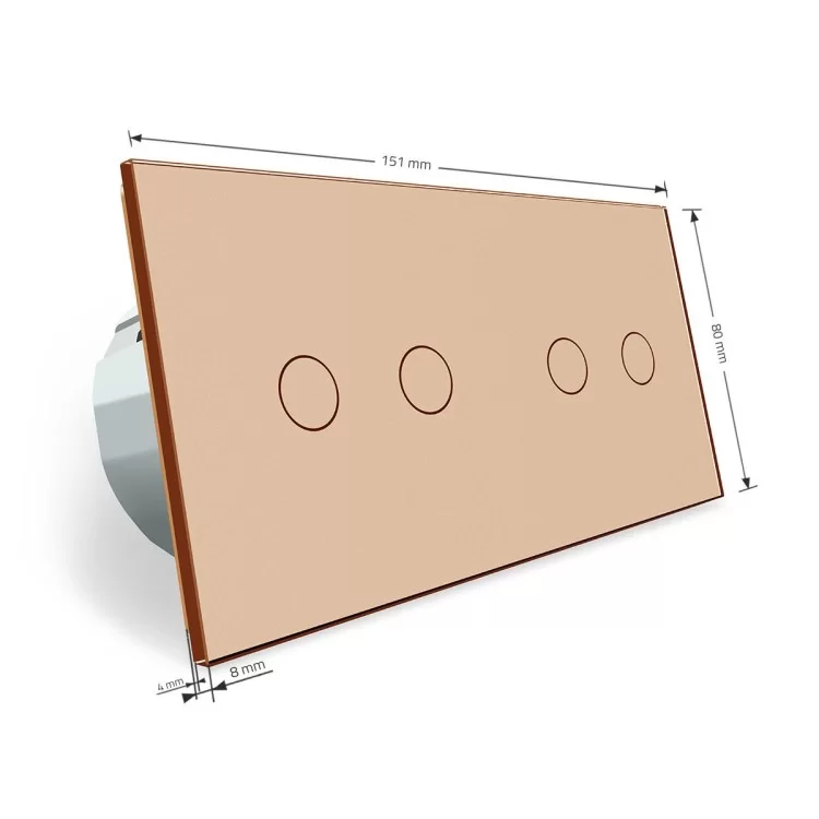 Сенсорный выключатель Livolo 4 канала (2-2) золото стекло (VL-C702/C702-13) отзывы - изображение 5