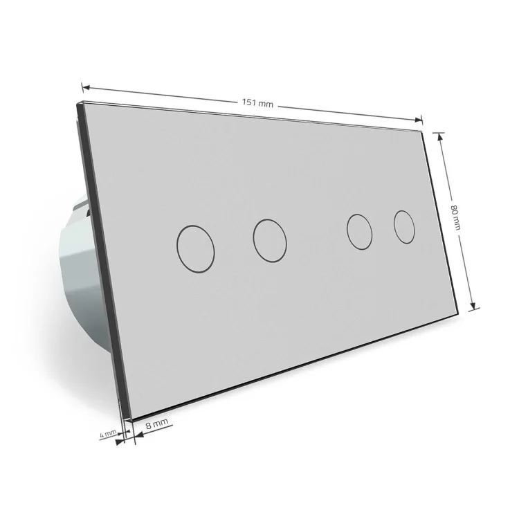 Сенсорный выключатель Livolo 4 канала (2-2) серый стекло (VL-C702/C702-15) отзывы - изображение 5