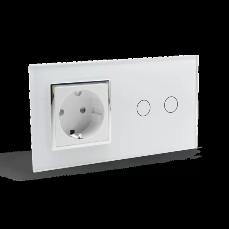 в продаже Сенсорный выключатель Livolo 2 канала с розеткой белый хром стекло (VL-C702/C7C1EU-11C) - фото 3
