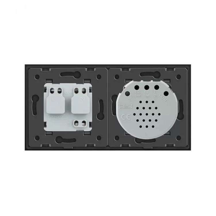 Сенсорный выключатель 2 канала Розетка с крышкой IP44 Livolo серый стекло (VL-C702/C7C1EUWF-15) цена 1 696грн - фотография 2