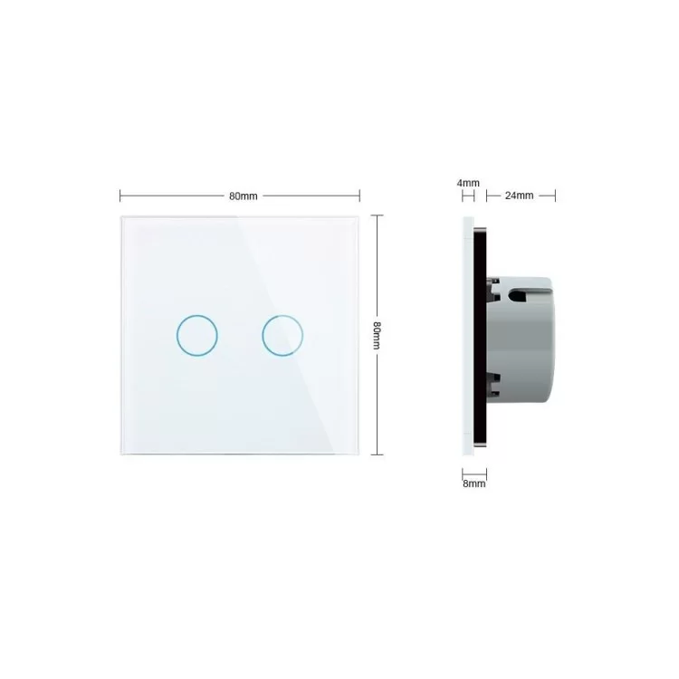 Сенсорная кнопка Сухой контакт 2 канала Livolo белый стекло (VL-C702IH-11) цена 2 091грн - фотография 2