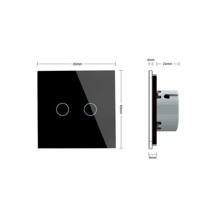 Сенсорная кнопка Сухой контакт 2 канала Livolo черный стекло (VL-C702IH-12) цена 2 091грн - фотография 2