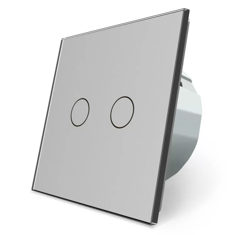 Сенсорный радиоуправляемый выключатель Livolo 2 канала серый стекло (VL-C702R-15) цена 1 173грн - фотография 2