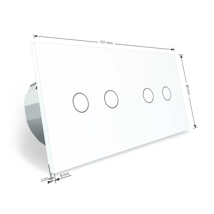 Сенсорный радиоуправляемый выключатель Livolo 4 канала (2-2) белый стекло (VL-C702R/C702R-11) отзывы - изображение 5