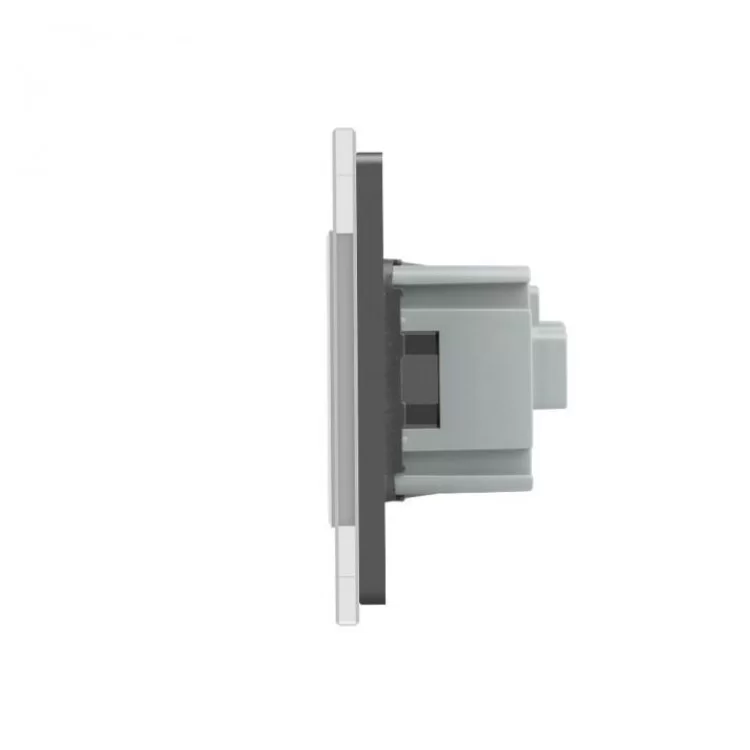 Сенсорний прохідний вимикач Livolo 4 канали (2-2) із розеткою сірий скло (VL-C702S/C702S/C7C1EU-15) ціна 3 361грн - фотографія 2