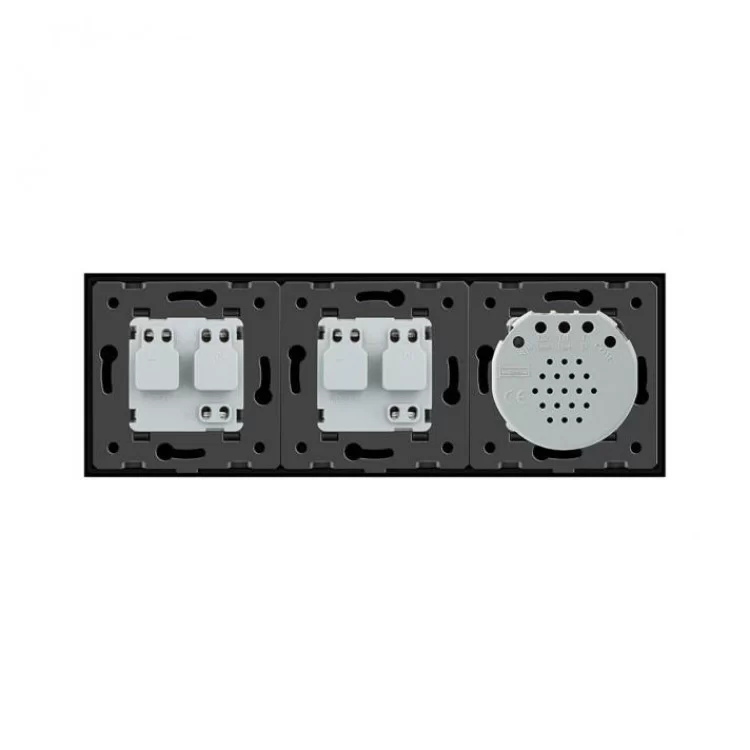 в продажу Сенсорний прохідний вимикач Livolo 2 канали 2 розетки чорний скло (VL-C702S/C7C2EU-12) - фото 3