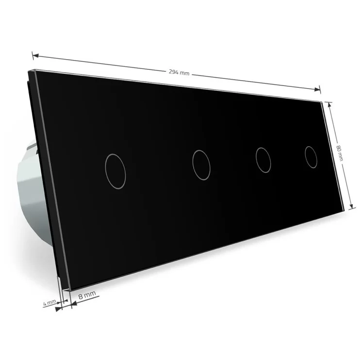 Сенсорный выключатель Livolo 4 канала (1-1-1-1) черный стекло (VL-C704-12) отзывы - изображение 5