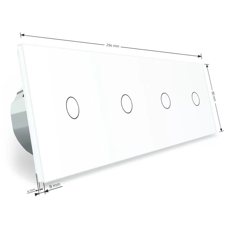 в продаже Сенсорный радиоуправляемый проходной выключатель Livolo 4 канала (1-1-1-1) белый стекло (VL-C704SR-11) - фото 3