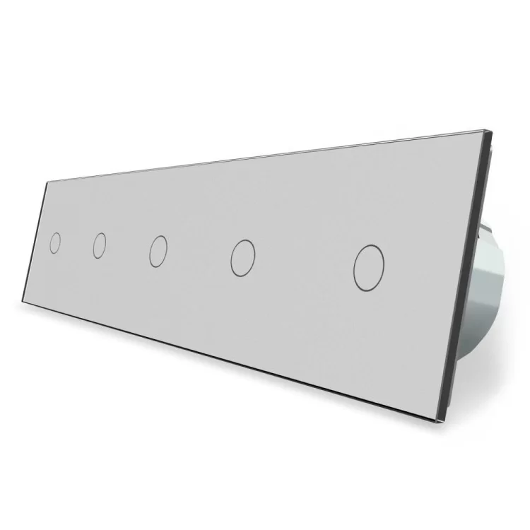 Сенсорный выключатель Livolo 5 каналов (1-1-1-1-1) серый стекло (VL-C705-15)