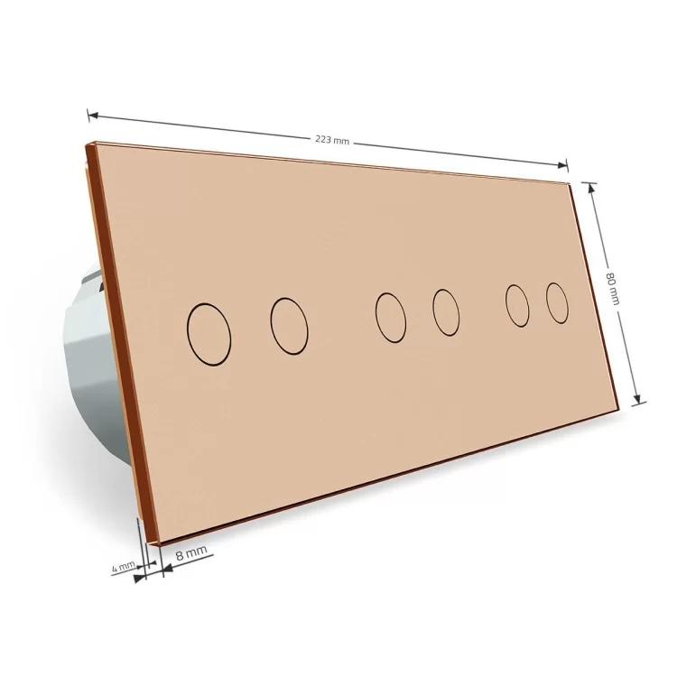 Сенсорный проходной выключатель Livolo 6 каналов (2-2-2) золото стекло (VL-C706S-13) отзывы - изображение 5