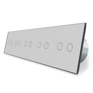 Сенсорный выключатель Livolo 10 каналов (2-2-2-2-2) серый стекло (VL-C710-15)