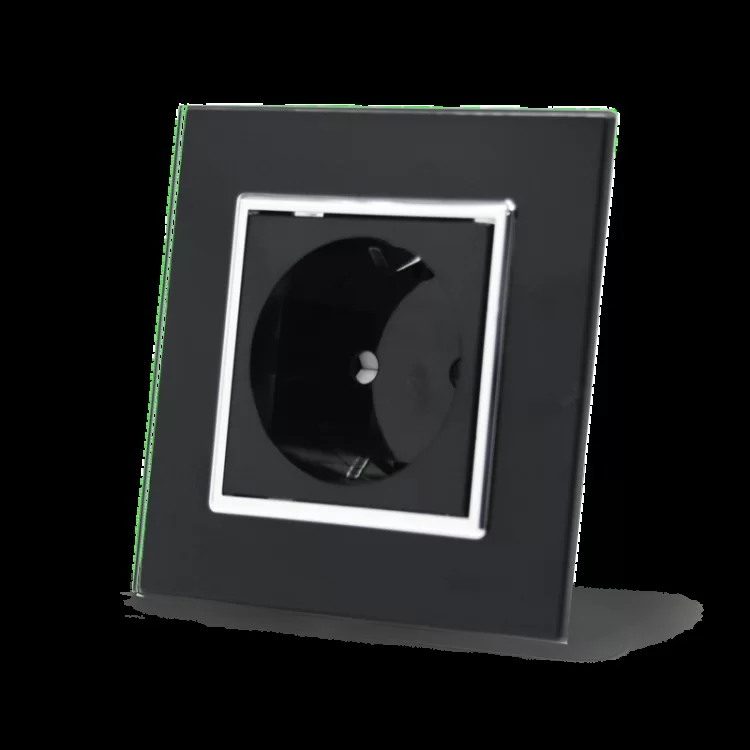 Розетка с заземлением Livolo черный хром стекло (VL-C7C1EU-12C) цена 610грн - фотография 2