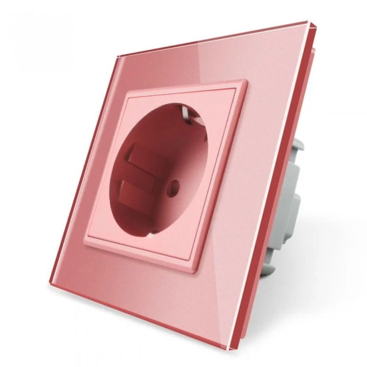 Розетка с заземлением Livolo 16А розовый стекло (VL-C7C1EU-17)