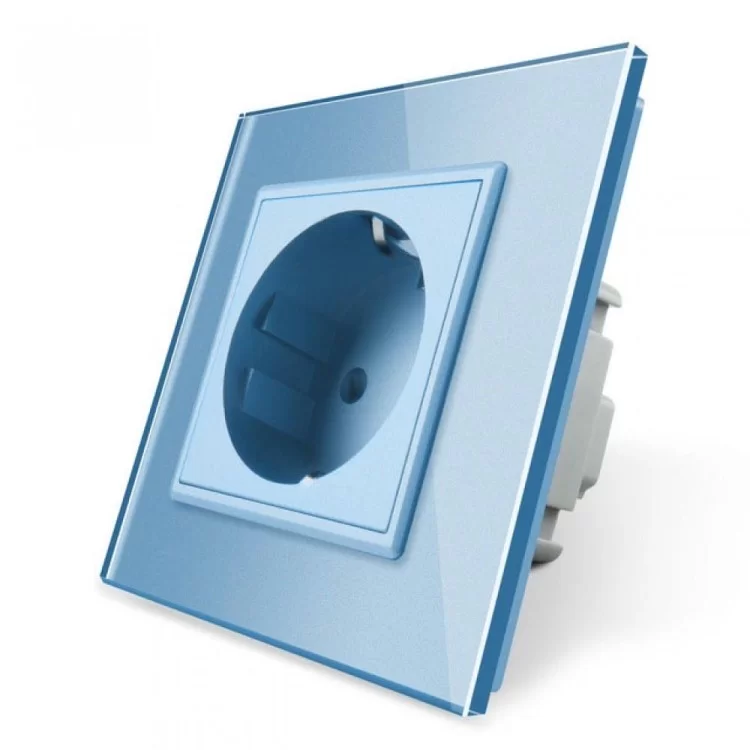 Розетка с заземлением Livolo 16А голубой стекло (VL-C7C1EU-19)