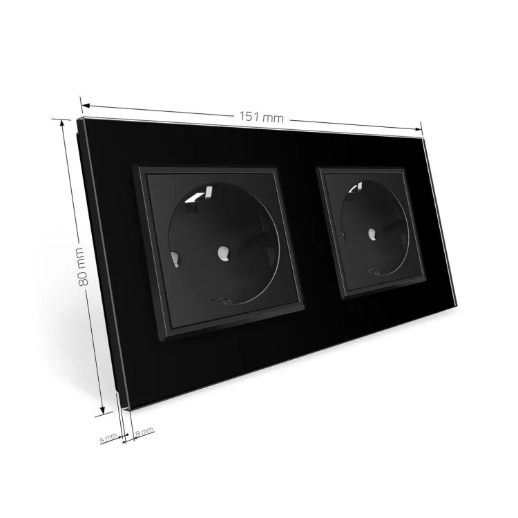 Розетка двойная с заземлением Livolo 16А черный стекло (VL-C7C2EU-12) отзывы - изображение 5