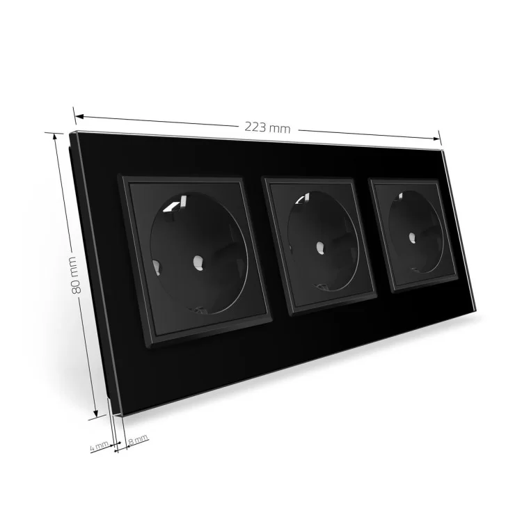 Розетка тройная с заземлением Livolo 16А черный стекло (VL-C7C3EU-12) отзывы - изображение 5