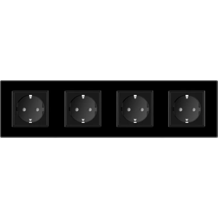 Розетка чотиримісна з заземленням Livolo 16А чорний скло (VL-C7C4EU-12) ціна 1 955грн - фотографія 2