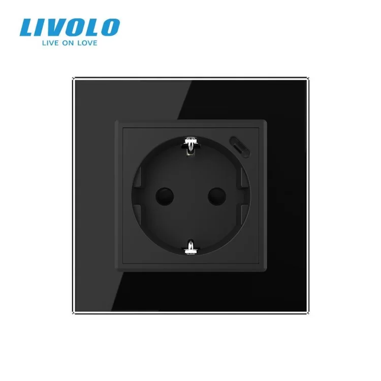 в продаже Электрическая розетка с портом USB-C черный Livolo (VL-C7CTF16A.UC18W-2BP) - фото 3