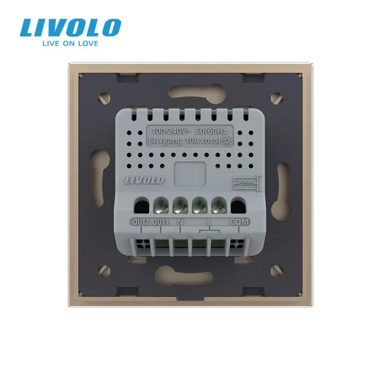 Розумний сенсорний Wi-Fi вимикач 1 сенсор золотий скло Livolo (VL-C7FC1NY-2GAP) ціна 1 927грн - фотографія 2