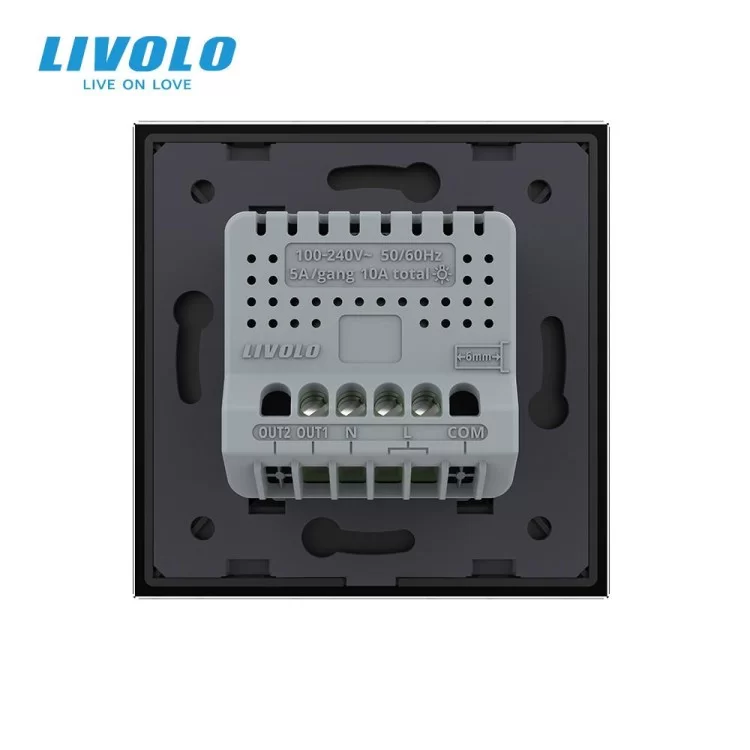Розумний сенсорний Wi-Fi вимикач 1 сенсор чорний скло Livolo (VL-C7FC1NY-2GBP) ціна 1 927грн - фотографія 2