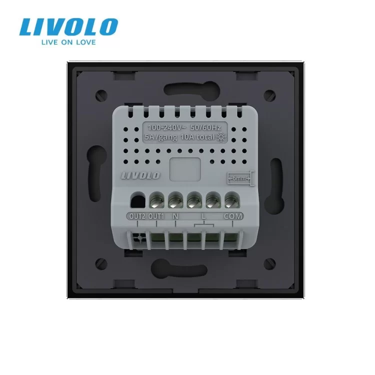 Розумний сенсорний Wi-Fi прохідний вимикач 1 сенсор чорний скло Livolo (VL-C7FC1SNY-2G-BP) ціна 2 254грн - фотографія 2