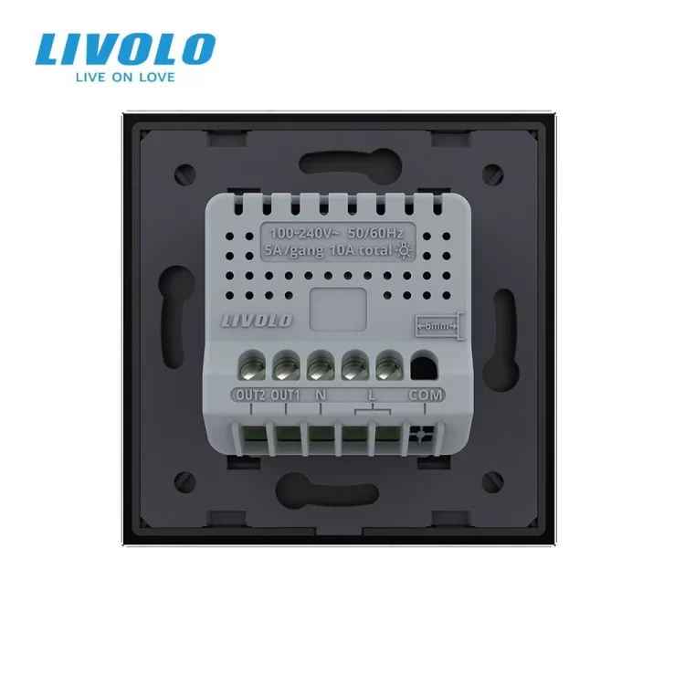 Розумний сенсорний Wi-Fi вимикач 2 сенсори чорний скло Livolo (VL-C7FC2NY-2GBP) ціна 2 335грн - фотографія 2