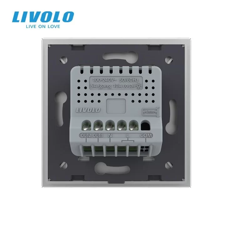 Розумний сенсорний Wi-Fi вимикач 2 сенсори сірий скло Livolo (VL-C7FC2NY-2GIP) ціна 2 335грн - фотографія 2