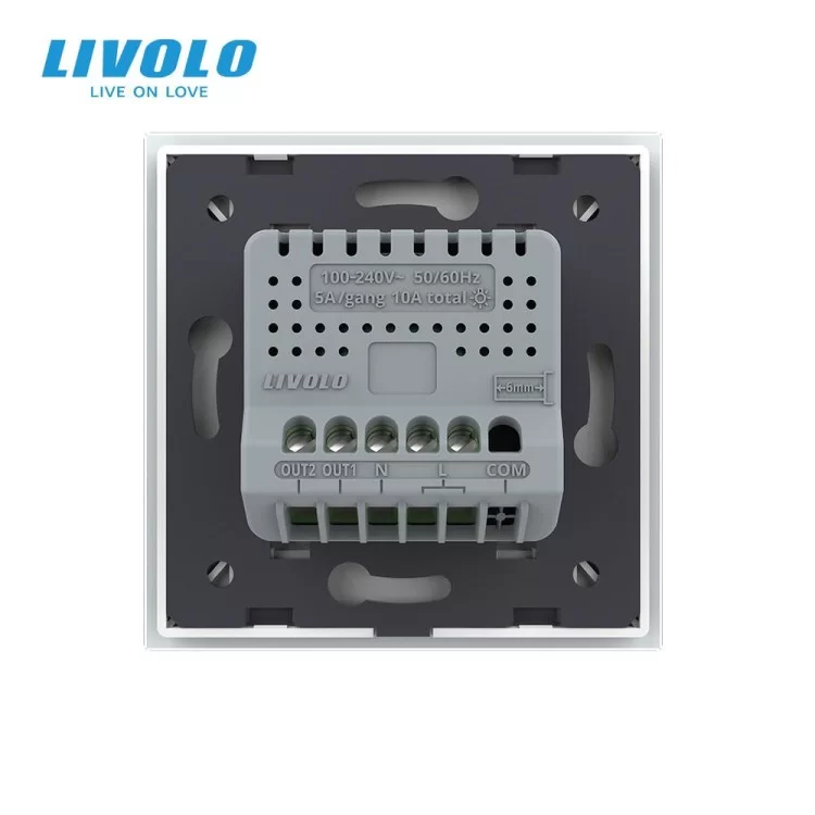 Розумний сенсорний Wi-Fi вимикач 2 сенсори білий скло Livolo (VL-C7FC2NY-2GWP) ціна 2 335грн - фотографія 2