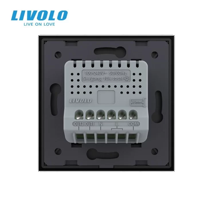 Розумний сенсорний Wi-Fi прохідний вимикач 2 сенсори чорний скло Livolo (VL-C7FC2SNY-2G-BP) ціна 2 743грн - фотографія 2