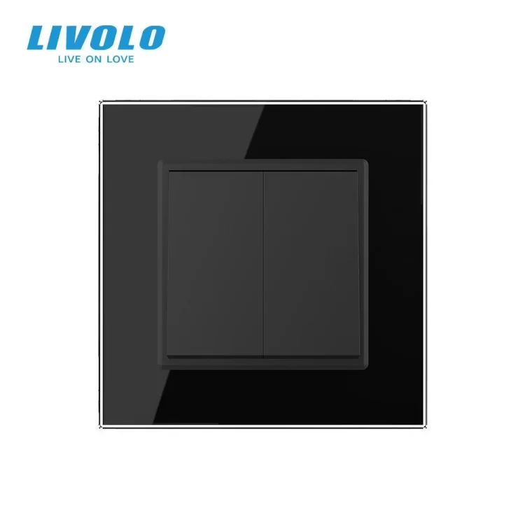 Двоклавішний перехресний вимикач чорний Livolo (VL-C7FCMM10A-1BP) ціна 858грн - фотографія 2