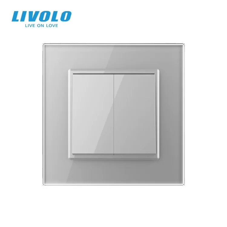 Двухклавишный перекрестный выключатель серый Livolo (VL-C7FCMM10A-1IP) цена 858грн - фотография 2